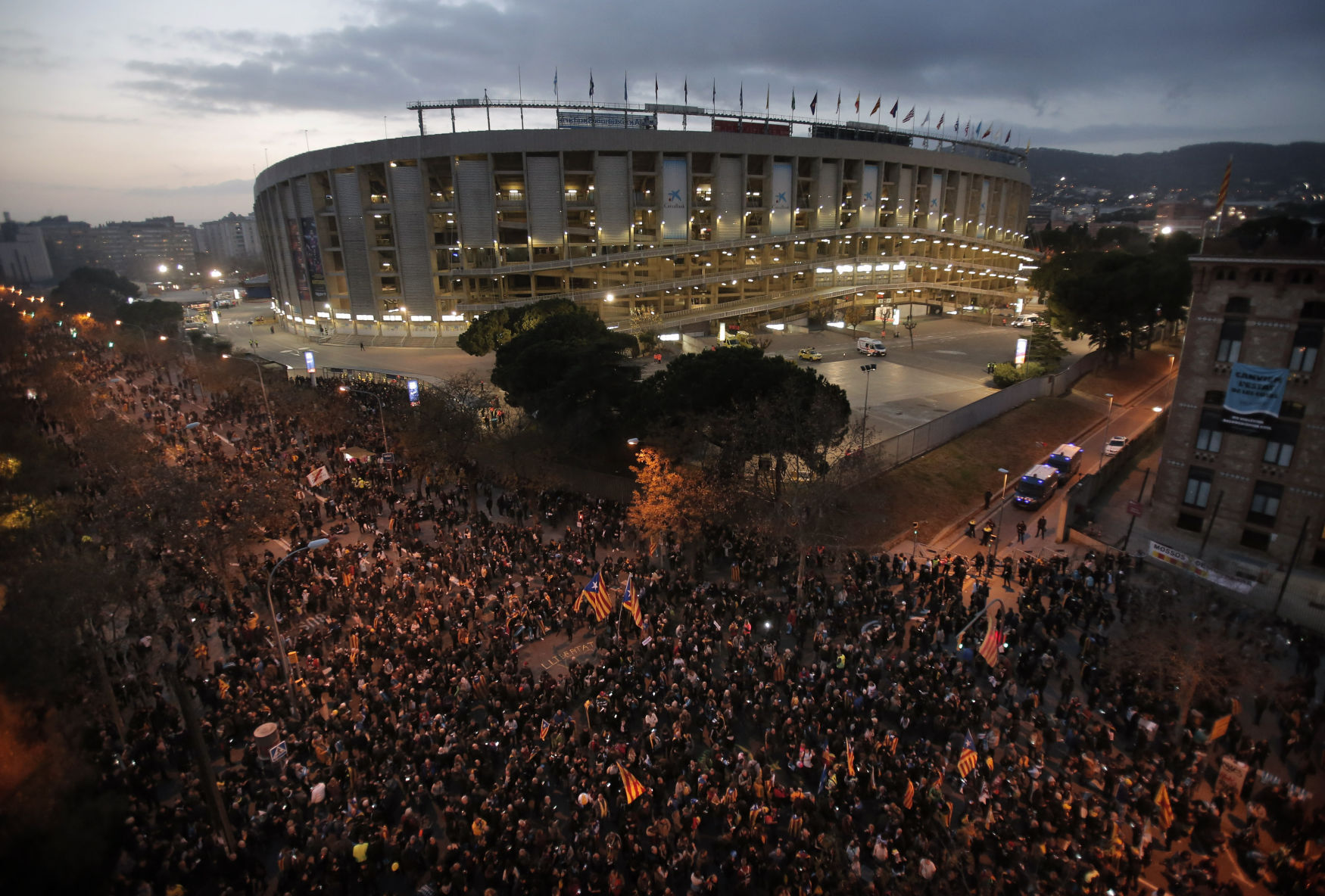 APTOPIX Spain Soccer Clasico Protest